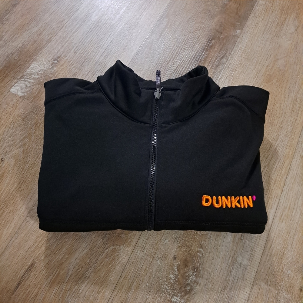 Black Soft Full-zip Dunkin' Uniform Jacket Polyester Micofleece Men's Size Large - Picture 6 of 10